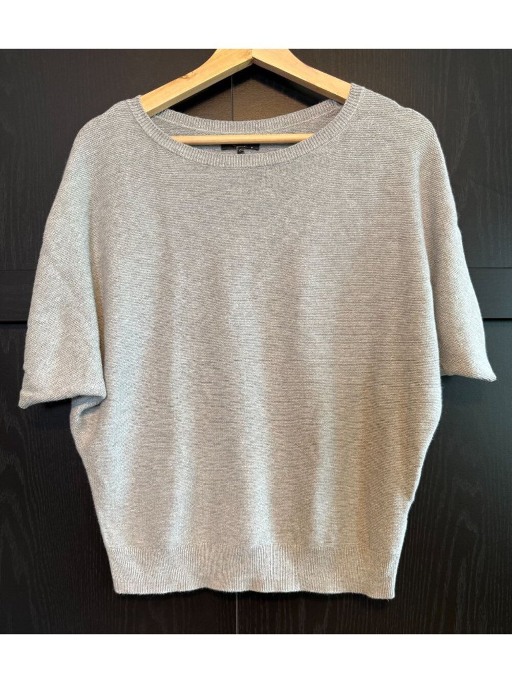 Quince Lightweight Cotton Cashmere Link Stitch Dolman Sweater XS Gray Luxury
